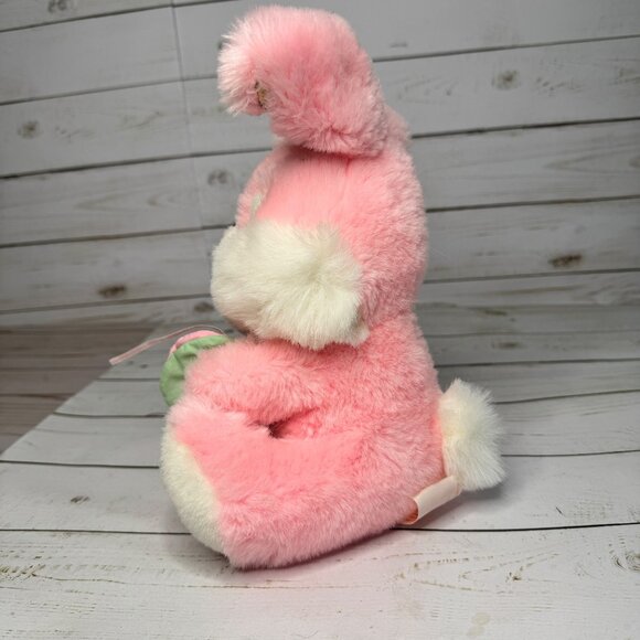 Vtg 1995 Fordlet International Pink Bunny Rabbit Plush 10" Stuffed Animal w/ Bow - Picture 4 of 10